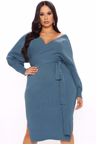 Mona Sweater Midi Dress – Dusty Blue - Image 10